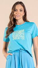 24271135 - T-Shirt Feminina B.ON Estampada Azul Cerúleo