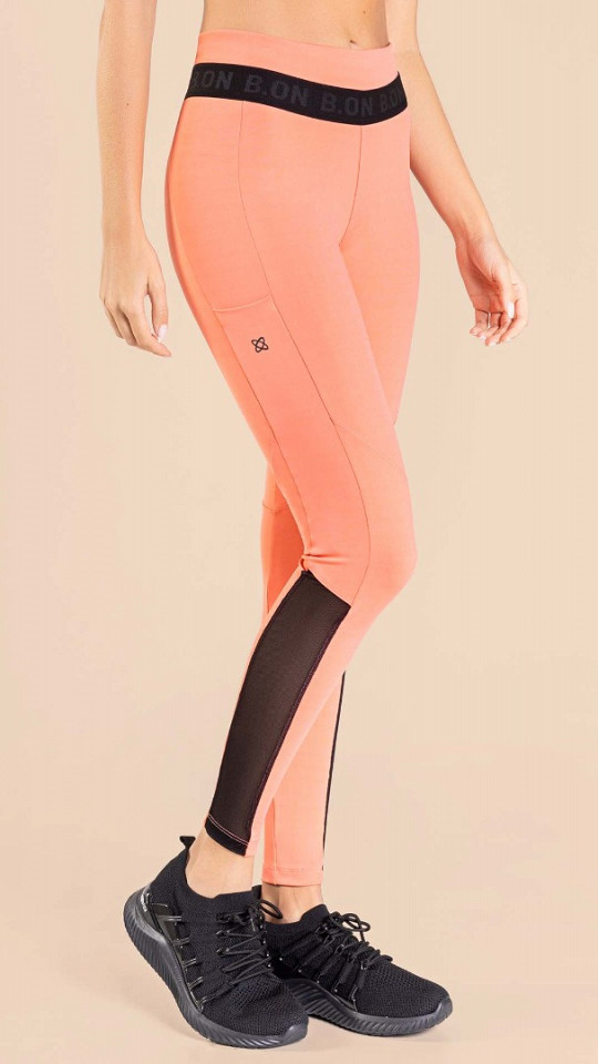 24271021 - Legging Feminina  c/ Recorte Tule e Bolsos Coral