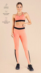 24271021 - Legging Feminina  c/ Recorte Tule e Bolsos Coral