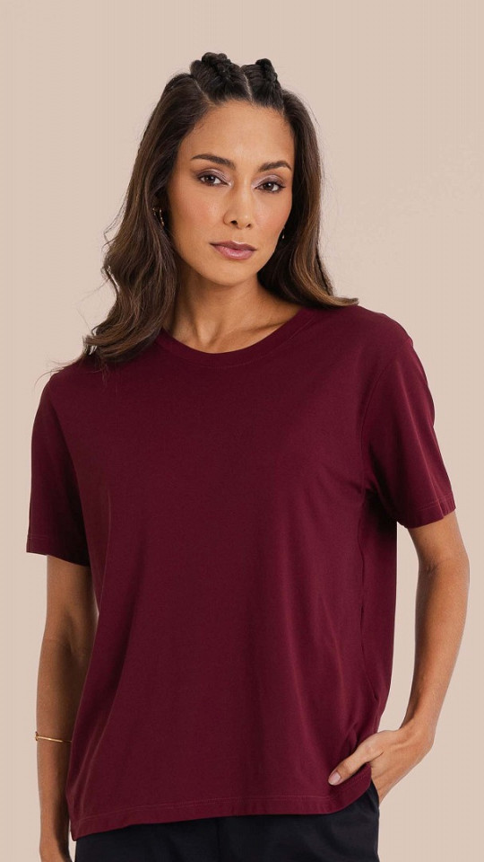 24271563 - Camiseta Basic Feminina Bordô