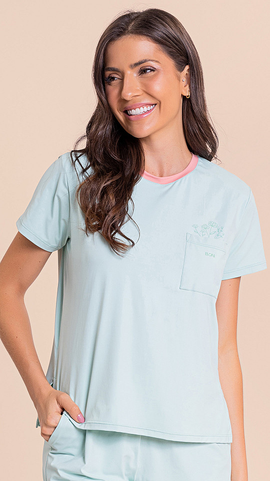 24270784 - Blusa Feminina  Pijama Verde Light