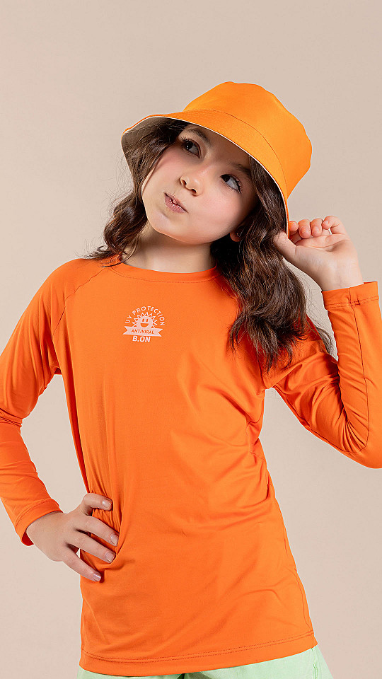 24271082 - Camiseta Infantil B.ON UV Protection Antiviral Laranja Vitamina