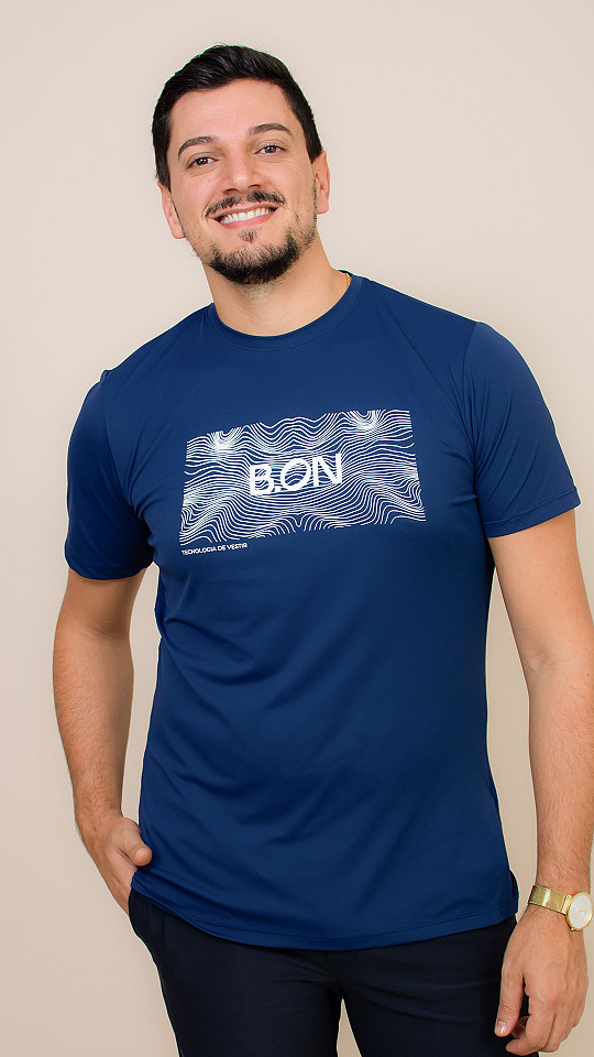 24271357 - Camiseta Masculina Estampada Marinho